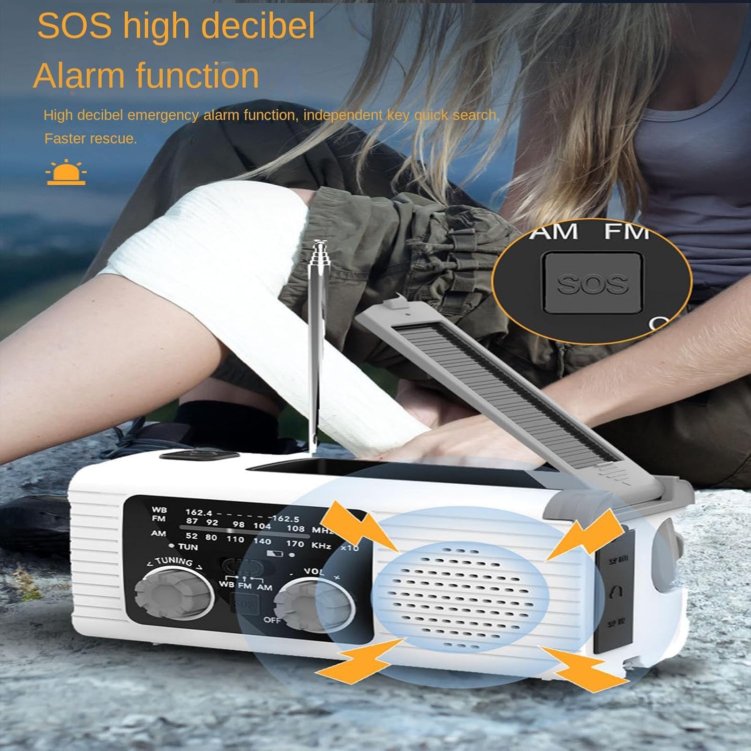 大容量4000mAhバッテリー搭載の手回しソーラー防災ラジオ 防災グッズ 防災ラジオ 日本語マニュアル付き 多機能 防水 充電